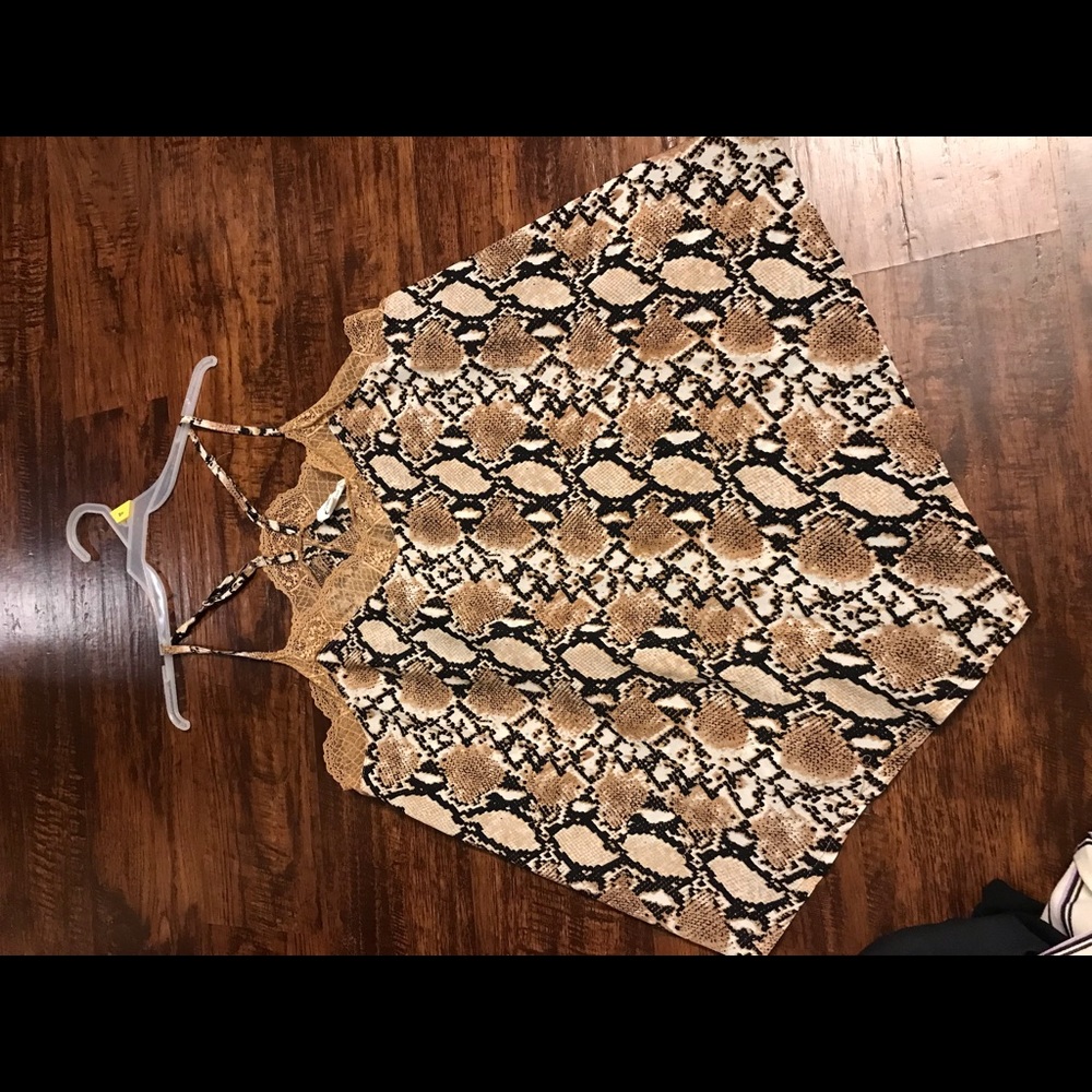 Snakeskin/lace top